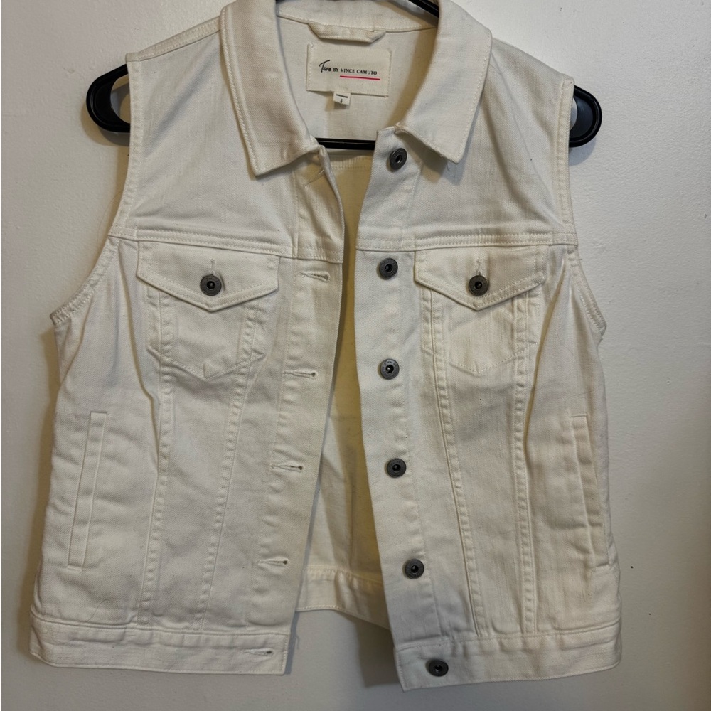 Vince Camuto Cream Denim Vest